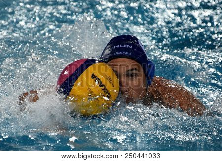 Budapest, Hungary - Jul 27, 2017. Hosnyanszky Norbert (6) Hungarian Waterpolo Player In The Semifina