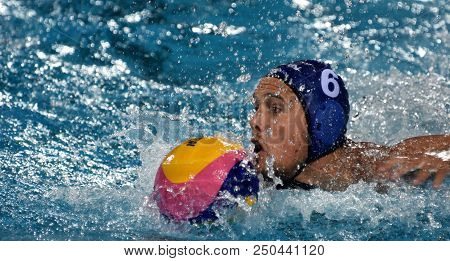 Budapest, Hungary - Jul 27, 2017. Hosnyanszky Norbert (6) Hungarian Waterpolo Player In The Semifina