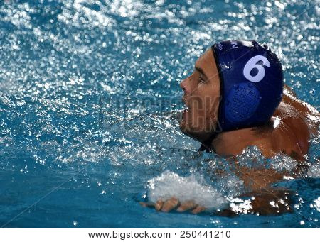 Budapest, Hungary - Jul 27, 2017. Hosnyanszky Norbert (6) Hungarian Waterpolo Player In The Semifina