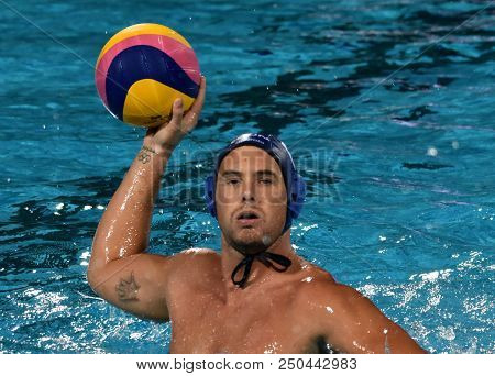 Budapest, Hungary - Jul 27, 2017. Hosnyanszky Norbert (6) Hungarian Waterpolo Player In The Semifina
