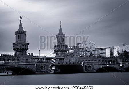 Longtime Exposure On Oberbaum Bridge And River Spree, Berlin