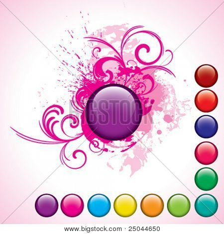 botão roxo brilhante, com elementos do redemoinho