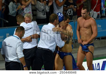 Budapest, Hungary - Jul 27, 2017. Happy Hungarian Team (marcz Tamas, Gerendas Gyorgy, Varga Denes 10