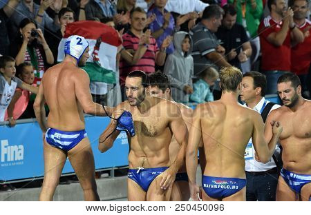 Budapest, Hungary - Jul 27, 2017. Happy Hungarian Team (gor-nagy Miklos 8, Manhercz Krisztian 3) Aft