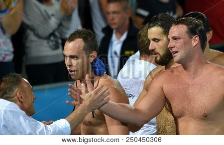 Budapest, Hungary - Jul 27, 2017. Happy Hungarian Team (erdelyi Balazs 9, Torok Bela 2, Mezei Tamas 