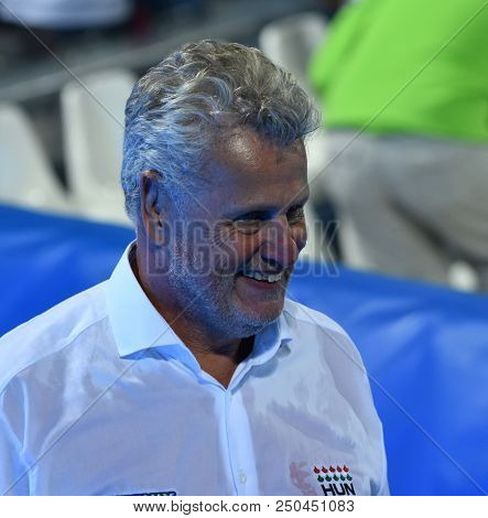 Budapest, Hungary - Jul 27, 2017. Gerendas Gyorgy Coach Of Hungary Men Waterpolo Team In The Semifin