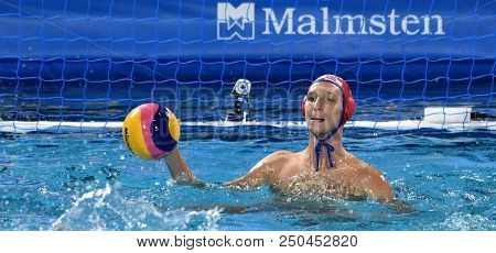 Budapest, Hungary - Jul 29, 2017.  Bijac Marko (cro) Goalkeeper Playing Against Hungary In The Final