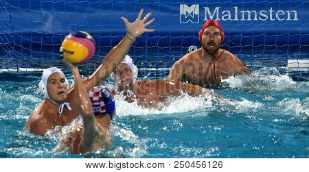 Budapest, Hungary - Jul 29, 2017. Hungary (nagy Viktor 1, Hosnyanszky Norbert 6, Torok Bela 2) Defen