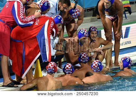 Budapest, Hungary - Jul 27, 2017. Tucak Ivica Head Coach And The Croatian Men Waterpolo Team In The 