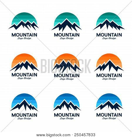 Mountain & Sky Logo Design Vector Set. Outdoor Logo Design