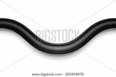 Flexible Electrical Or Network Wire Isolated On White Background. Curved Power Cable. Close-up Of 3D