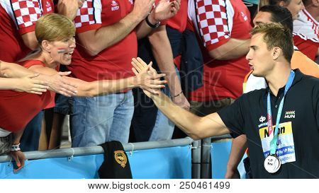 Budapest, Hungary - Jul 29, 2017.  Vamos Marton (5) Hungarian Waterpolo Player After The Final. Fina