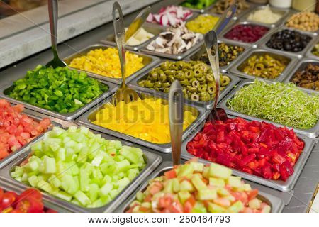 Assorted Fruits And Vegtables For Making Salads And Sandwiches