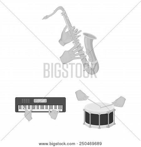 Manipulation By Hands Monochrome Icons In Set Collection For Design. Hand Movement Vector Symbol Sto