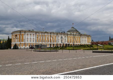 A View Inside The Moscow Kremlin. Palace Of The Senate. The Kremlin Wall. Putin's Residence. And Thu