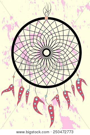 Dream Catcher Boho Native American Indian Talisman Dreamcatcher. Clothes Ethnic Tribal Design. Magic