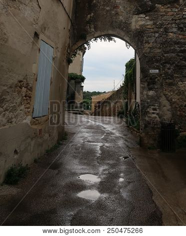 Grignan, France - July 16, 2018: Photography Showing Some Street And Buildings. The Photography Was 