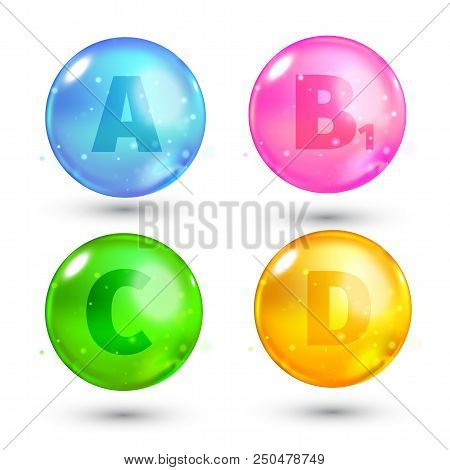 Vitamin. High Quality Gold Oil Capsule. Vector Illustration For Your Design.