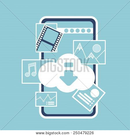 Mobile Online Cloud Synchronization Application Interface Digital Media Music Image Online Concept F