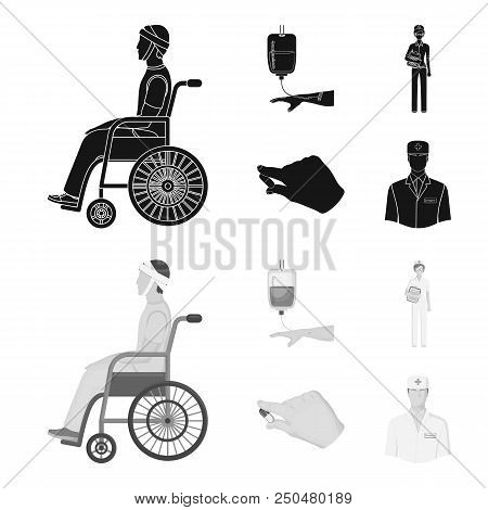 Invalid With Trauma, Blood Transfusion, Doctor, Medication In The Hands Of A Doctor. Medicineset Col