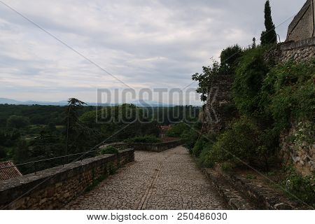 Grignan, France - July 16, 2018: Photography Showing Some Street And Buildings. The Photography Was 