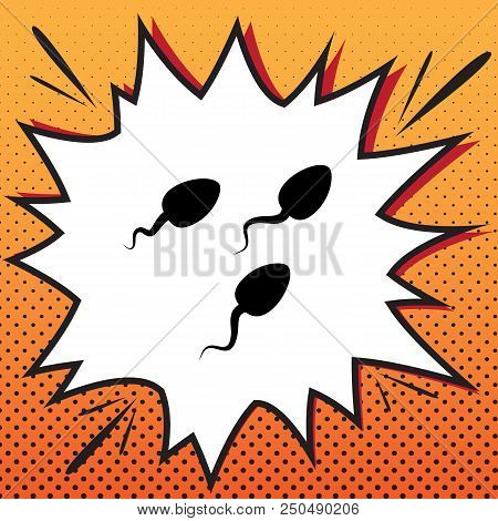 Sperms Sign Illustration. Vector. Comics Style Icon On Pop-art Background.