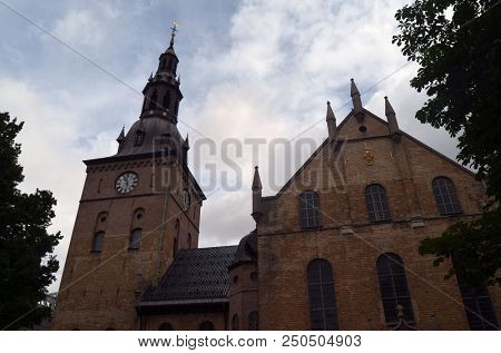 Oslo Cathedral or The Domkirken church, main church for Church of Norway. June 17,2018. Oslo,Norway