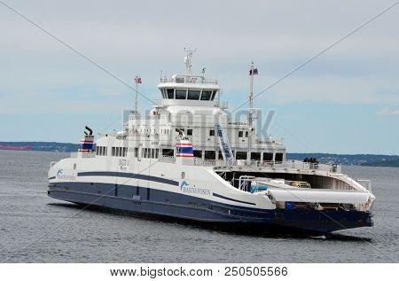The Ferry from Horten to Moss connects Ostfold and Vestfold in Norway.June 22,2018. Moss,Norway