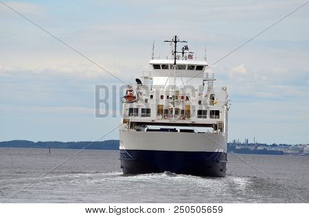 The Ferry from Horten to Moss connects Ostfold and Vestfold in Norway.June 22,2018. Moss,Norway
