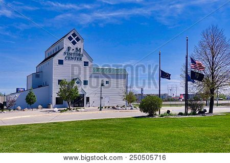 Fargo Nd, Usa, 2018.05.19.: The Visitor Center Of Fargo Is Biild In The Form Of A Grain Elevator.