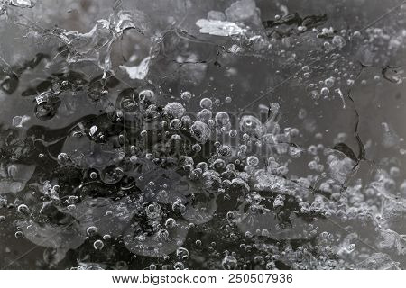 Macro Photo Of Glacier Ice With Gas Inclusions