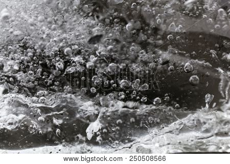 Macro Photo Of Glacier Ice With Gas Inclusions