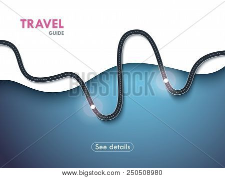 Road Trip And Journey Route Background. Modern Background With Travel Infographic. Winding Roads. Us