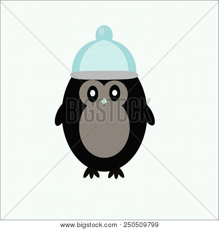 Penguin, Bird, Animal, Blue Cap, Black, Cartoon