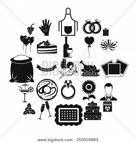 Romantic Dinner Icons Set. Simple Set Of 25 Romantic Dinner Vector Icons For Web Isolated On White B