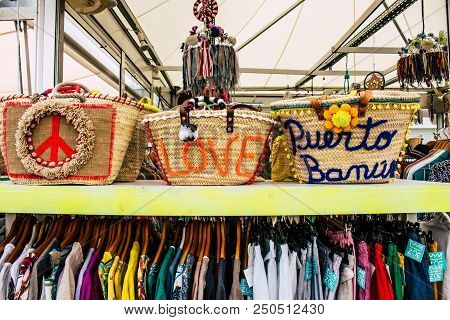 Wicker Basket. The Xviii International Artesania Show: Located In The Antonio Banderas Square Of Pue