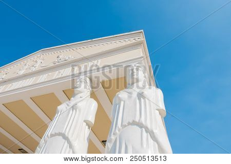 Peru July 2018 A Detail Of Independence Monument In Chiclalyo Commemorating The Battle Against The S