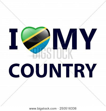 Heart With Tanzanian Flag Colors. I Love My Country - Tanzania