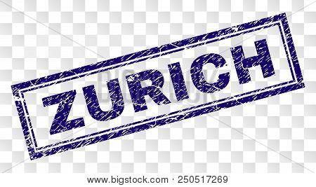 Zurich Stamp Seal Print With Rubber Print Style And Double Framed Rectangle Shape. Stamp Is Placed O