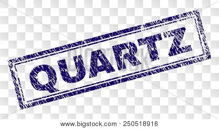 Quartz Stamp Seal Print With Rubber Print Style And Double Framed Rectangle Shape. Stamp Is Placed O