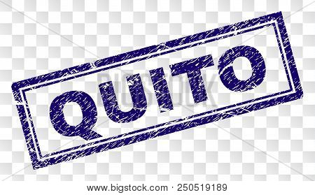 Quito Stamp Seal Print With Rubber Print Style And Double Framed Rectangle Shape. Stamp Is Placed On
