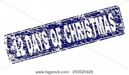 12 Days Of Christmas Stamp Seal Print With Distress Texture. Seal Shape Is A Rounded Rectangle With 