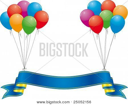 celebração banner e colorido balão (vetor na carteira)