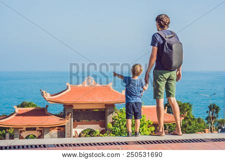 Beautiful Buddhist Temple On The Hillside, Phu Quoc, Vietnam.