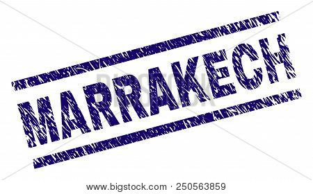Marrakech Stamp Seal Watermark With Grunge Style. Blue Vector Rubber Print Of Marrakech Title With D