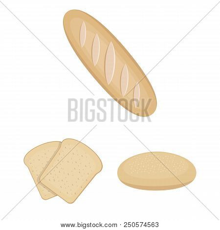 Types Of Bread Cartoon Icons In Set Collection For Design. Bakery Products Vector Symbol Stock  Illu