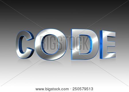 Code Lettering  - 3d Metallic Word Illustration