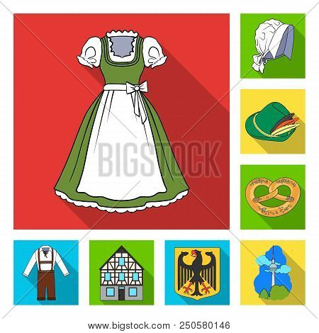 Country Germany Flat Icons In Set Collection For Design. Germany And Landmark Vector Symbol Stock  I