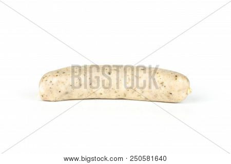 One Whole Bavarian White Sausage Side View Isolated On White