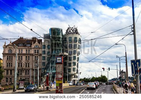 Prague, Czech Republic -july 23,2017: Modern Building, Also Known As The Dancing House, Designed By 